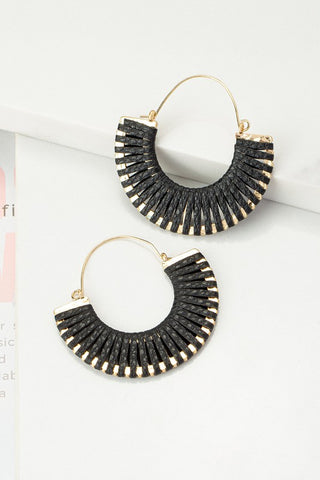 FAUX LEATHER FAN SHAPED EARRINGS